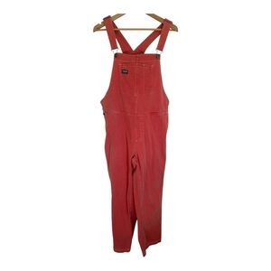 Women's Wildfang Red/Orange Essential Denim Overalls Large